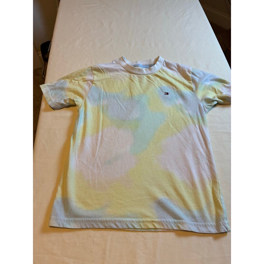 Tommy Hilfiger Youth Small 8 10 Pastel Tie Dye T Shirt Logo Tee Pink Blue Yellow